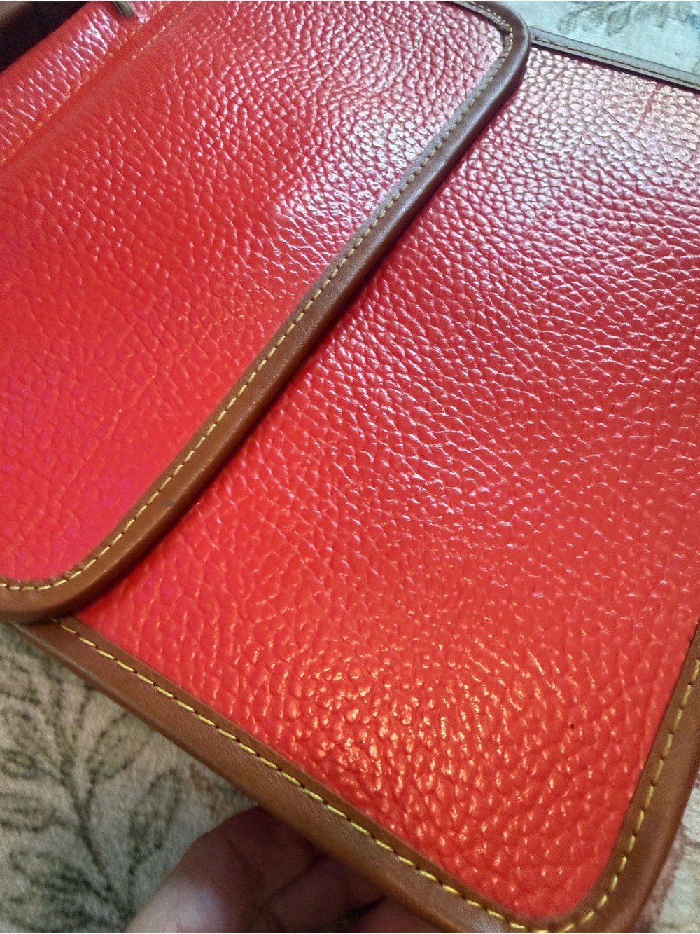 Dooney & Bourke Red and Brown Leather Messenger Bag - Picture 15 of 15